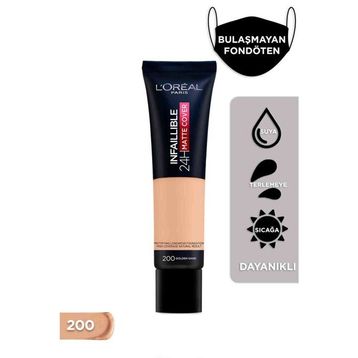 Loreal Paris No: 200 Golden Sand Infaillible 24H Matte Cover Yüksek Kapatıcı Fondöten