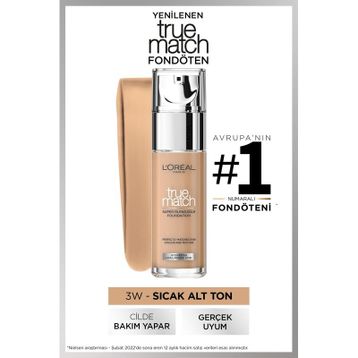 Loreal Paris No:3N Creamy Beige True Match 3D Golden Beige True Match Bakım Yapan Kapatıcı Fondöten