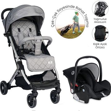 Lorelli Fiorano Kabin Boy Travel Set Gri Bebek Arabası