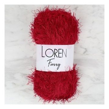Loren 34052 RF024 Furry Koyu Kırmızı El Örgü İpi