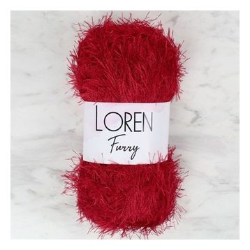 Loren 34052 RF024 Furry Koyu Kırmızı El Örgü İpi