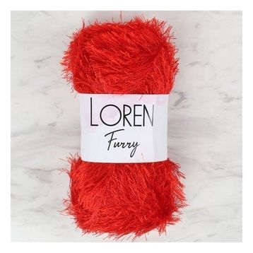 Loren 34053 RF025 Furry Kırmızı El Örgü İpi