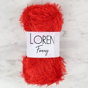 Loren 34053 RF025 Furry Kırmızı El Örgü İpi