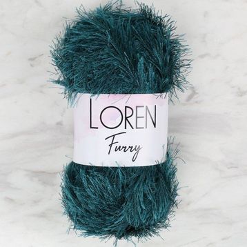 Loren 34057 RF039 Furry Petrol Mavisi El Örgü İpi