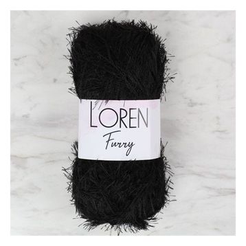 Loren 34066 RF1001 Furry Siyah El Örgü İpi