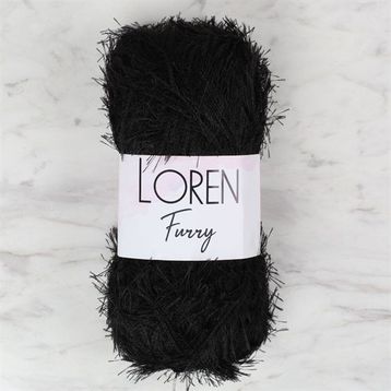Loren 34066 RF1001 Furry Siyah El Örgü İpi