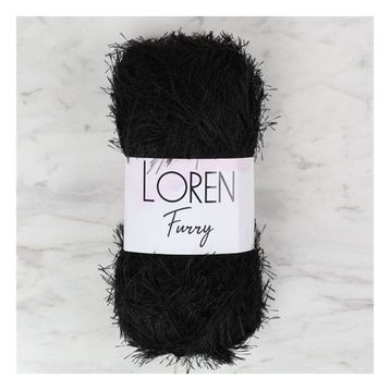 Loren 34066 RF1001 Furry Siyah El Örgü İpi