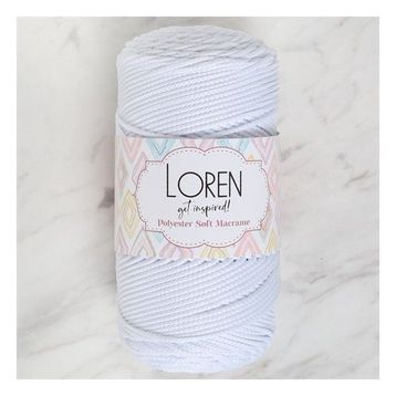 Loren LM001 34426 Polyester Soft Macrame Optik Beyaz El Örgü İpi