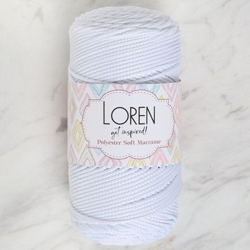 Loren LM001 34426 Polyester Soft Macrame Optik Beyaz El Örgü İpi