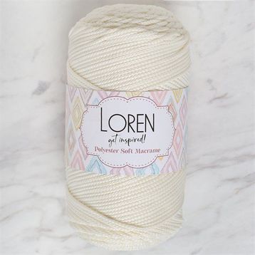 Loren LM003 34427 Polyester Soft Macrame Krem El Örgü İpi