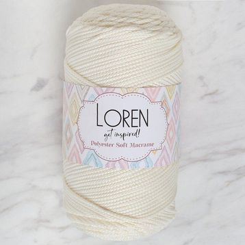Loren LM003 34427 Polyester Soft Macrame Krem El Örgü İpi