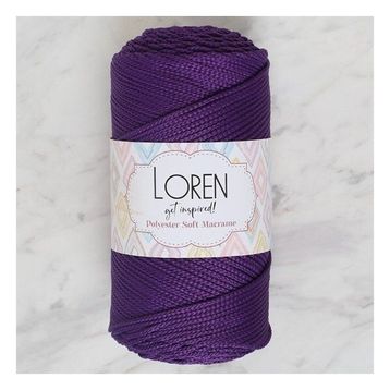 Loren LM037 34442 Polyester Soft Macrame Koyu Mor El Örgü İpi