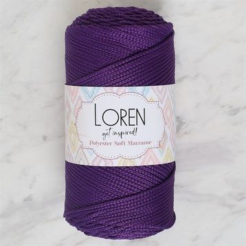 Loren LM037 34442 Polyester Soft Macrame Koyu Mor El Örgü İpi