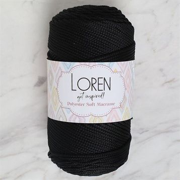 Loren LM040 34445 Polyester Soft Macrame Siyah El Örgü İpi