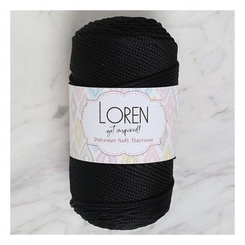 Loren LM040 34445 Polyester Soft Macrame Siyah El Örgü İpi