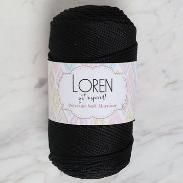 Loren LM040 34445 Polyester Soft Macrame Siyah El Örgü İpi