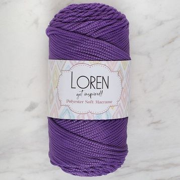 Loren Polyester Soft Macrame 34434 LM025 Koyu Mor El Örgü İpi