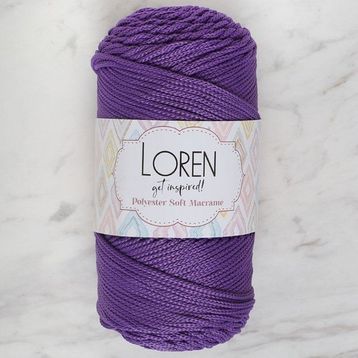 Loren Polyester Soft Macrame 34434 LM025 Koyu Mor El Örgü İpi