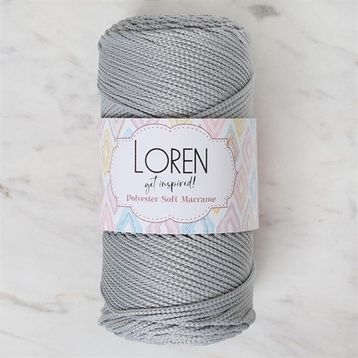 Loren Polyester Soft Macrame 34441 LM036 Açık Gri El Örgü İpi