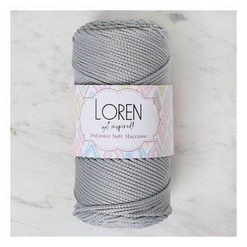 Loren Polyester Soft Macrame 34441 LM036 Açık Gri El Örgü İpi