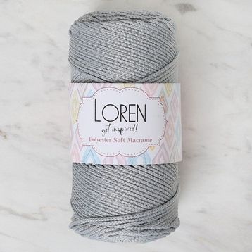 Loren Polyester Soft Macrame 34441 LM036 Açık Gri El Örgü İpi