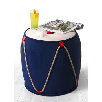 Lorence Home Fora Beyaz - Mavi Puf