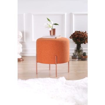 Lorence Home TY4442 Turuncu Yuvarlak Copper Puf