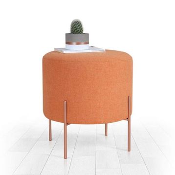 Lorence Home TY4442 Turuncu Yuvarlak Copper Puf