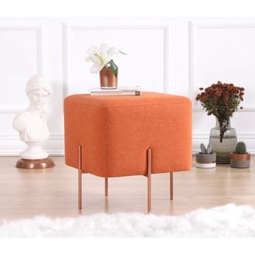 Lorence Home TY4453 Turuncu Kare Copper Puf