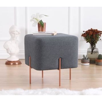Lorence Home TY4459 Koyu Gri Kare Copper Puf