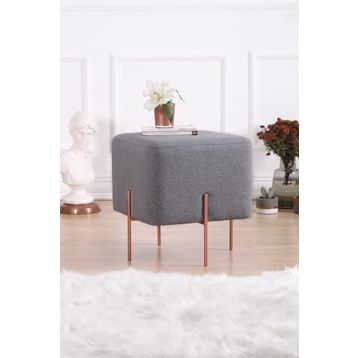 Lorence Home TY4463 Gri Kare Copper Puf