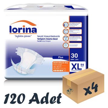 Lorina 4x30 Adet XLarge Tekstil Yüzeyli Bel Bantlı Hasta Bezi