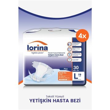 Lorina 4x30 Adet XLarge Tekstil Yüzeyli Bel Bantlı Hasta Bezi