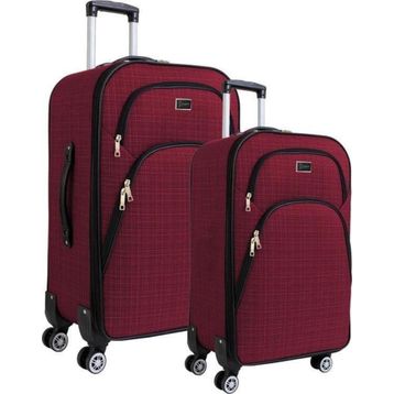 Louisiana Polo 1081 Gedox Bordo 4 Teker Kumaş Büyük ve Kabin Boy Valiz Seti