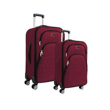 Louisiana Polo 1081 Kumaş Bordo Orta Boy ve Kabin Boy 2'li Valiz Seti