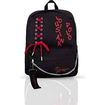 Louisiana Polo 1141 Siyah-Kırmızı Laptop Bölmeli Okul Çantası