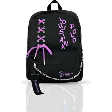 Louisiana Polo 1141 Siyah-Pembe Laptop Bölmeli Okul Çantası