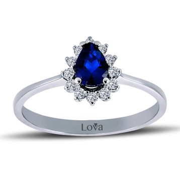 Lova 1020241 Pırlantalı Damla Safir Anturaj Yüzük