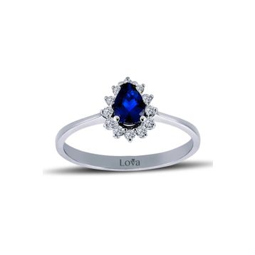 Lova 1020241 Pırlantalı Damla Safir Anturaj Yüzük