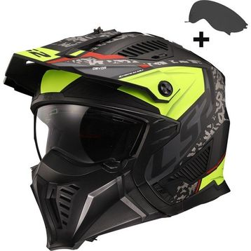 LS2 Drifter Devor Modüler Mat Siyah Neon Sarı Motor Kaskı