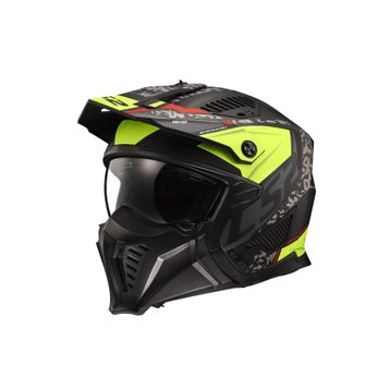 LS2 Drifter Devor Modüler Mat Siyah Neon Sarı Motor Kaskı