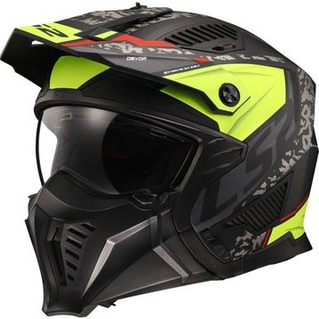LS2 Drifter Devor Modüler Mat Siyah Neon Sarı Motor Kaskı