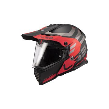 LS2 Pioneer Evo Knight Kros Siyah Kırmızı Motosiklet Kaskı