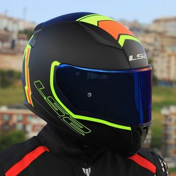 LS2 Rapid 2 Mat Neon Sarı Navy Mavi Extra Kapalı Motorsiklet Kask