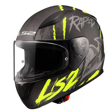 LS2 Rapid 2 Raven Mat Siyah Gri Neon Sarı Kask
