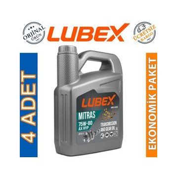 Lubex Mitras AX HYP 75W-80 3 lt 4'lü Hypoid Şanzıman Dişli Yağı