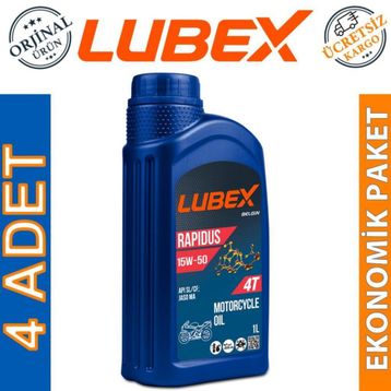 Lubex Rapidus 15W-50 1 L 4'lü 4 Zamanlı Motosiklet Yağı