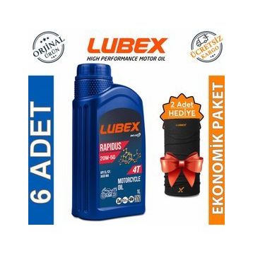 Lubex Rapidus 20W-50 1 L 6'lı 4 Zamanlı Motosiklet Yağı