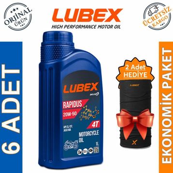 Lubex Rapidus 20W-50 1 L 6'lı 4 Zamanlı Motosiklet Yağı