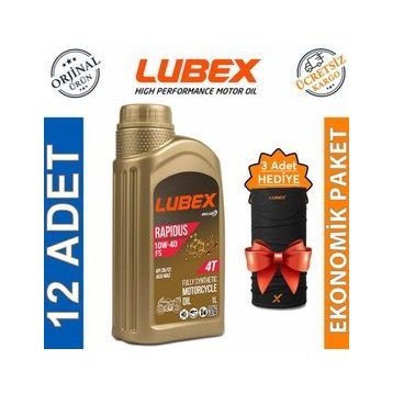 Lubex Rapidus FS 10W-40 1 Lt 12'li 4 Zamanlı Motosiklet Yağı